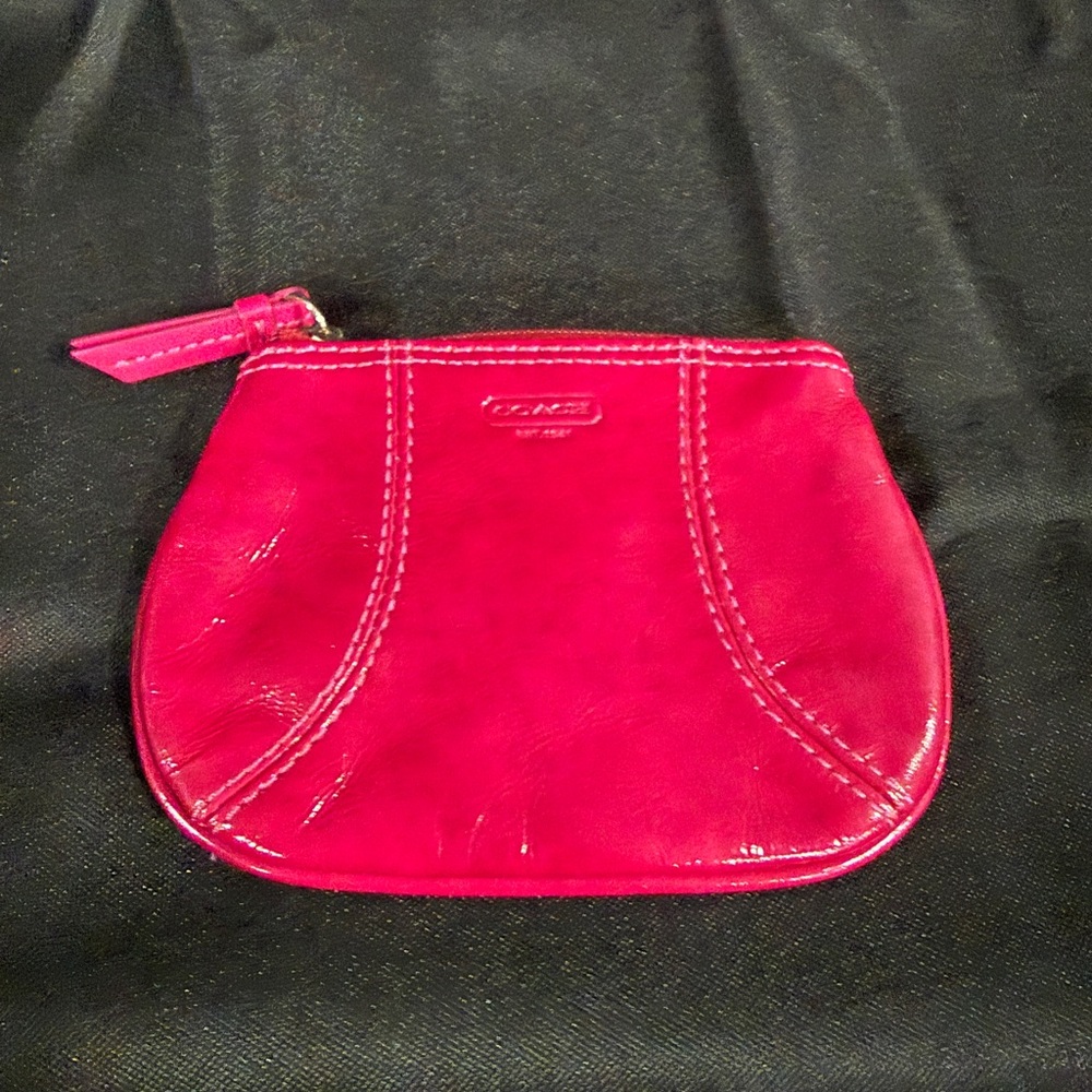 Coach Fuchsia Leather Coin Pouch